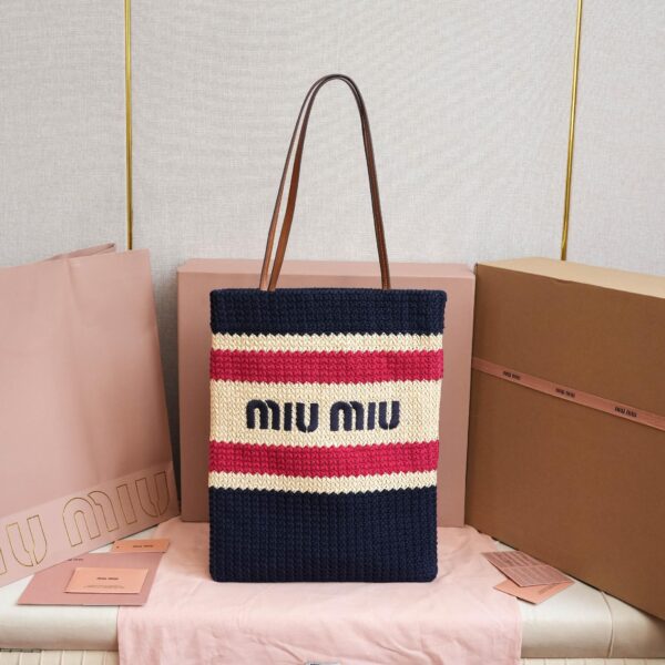 Raffia-effect woven tote bag