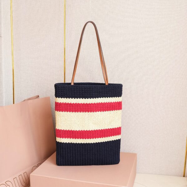 Raffia-effect woven tote bag