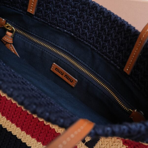 Raffia-effect woven tote bag
